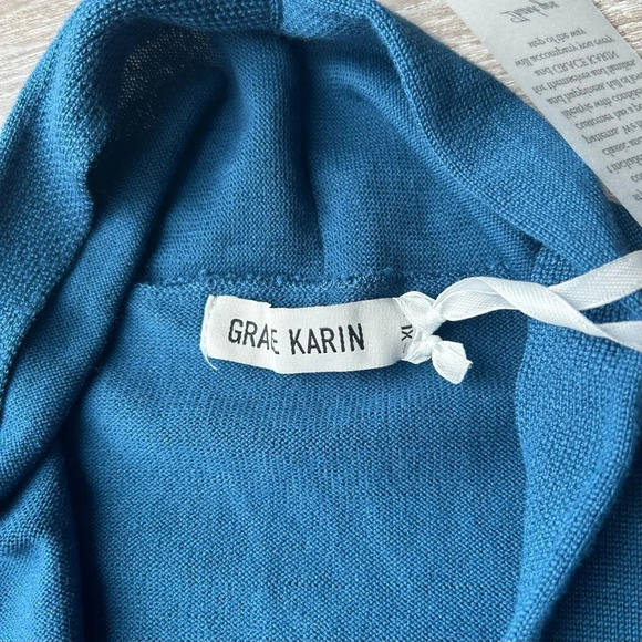 NWT Grace Karin Blue Open Front Long  Length Cardigan - Picture 10 of 15